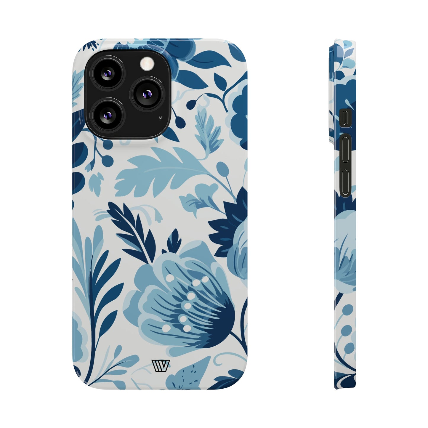 BLUE WHITE FLOWERS | Slim iPhone Case