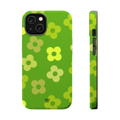 GREEN RETRO FLOWERS | MagSafe Tough iPhone Case