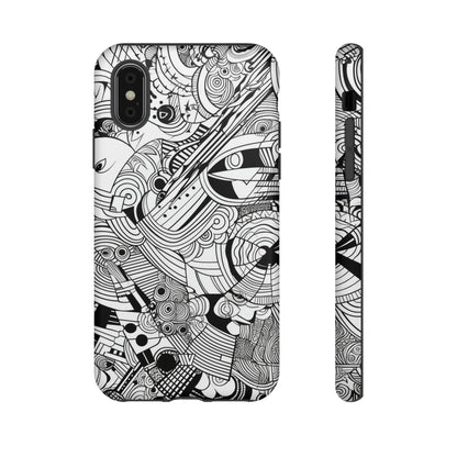 B&W ABSTRACT DOODLE | Tough Phone Case