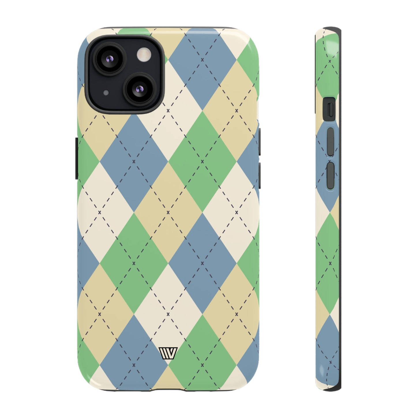 GREEN BLUE BEIGE ARGYLE | Tough Phone Case