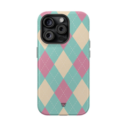 BLUE PINK BEIGE ARGYLE | MagSafe Tough iPhone Case