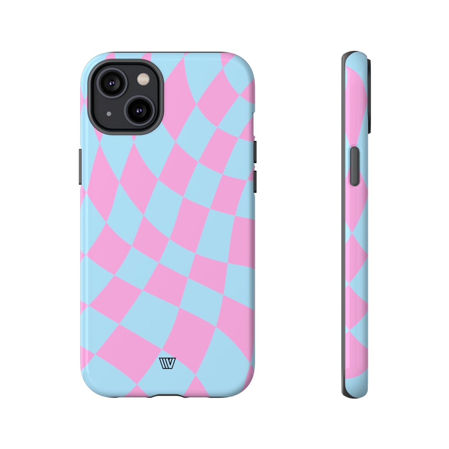 BLUE PINK CURVY CHECKERBOARD | Tough Phone Case