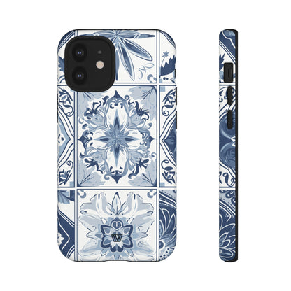 BLUE WHITE TILE | Tough Phone Case