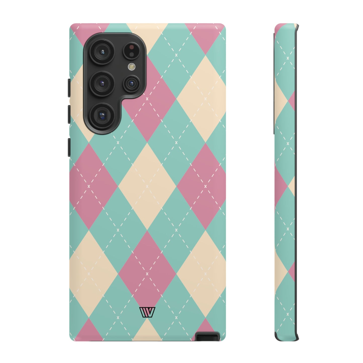 BLUE PINK BEIGE ARGYLE | Tough Phone Case