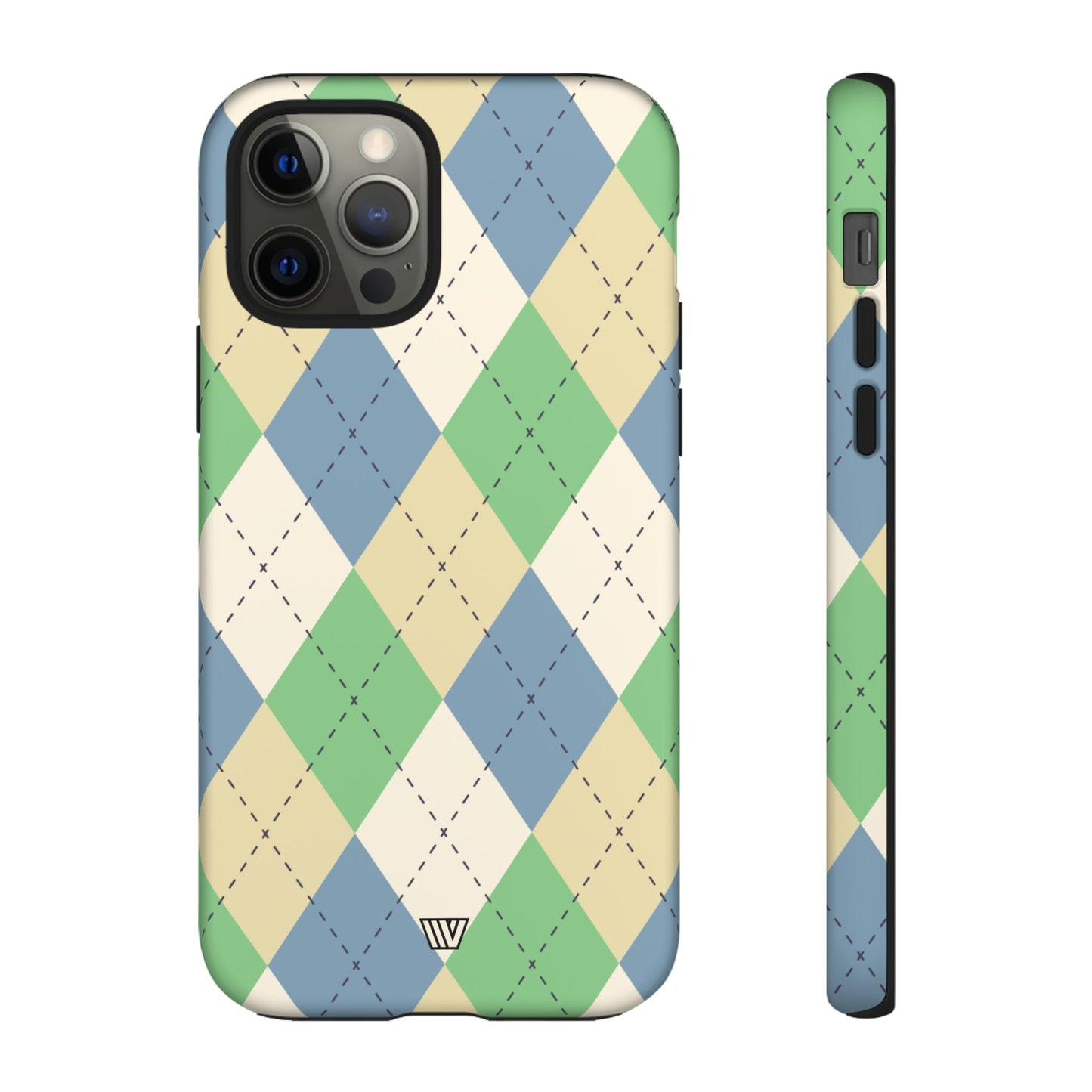 GREEN BLUE BEIGE ARGYLE | Tough Phone Case