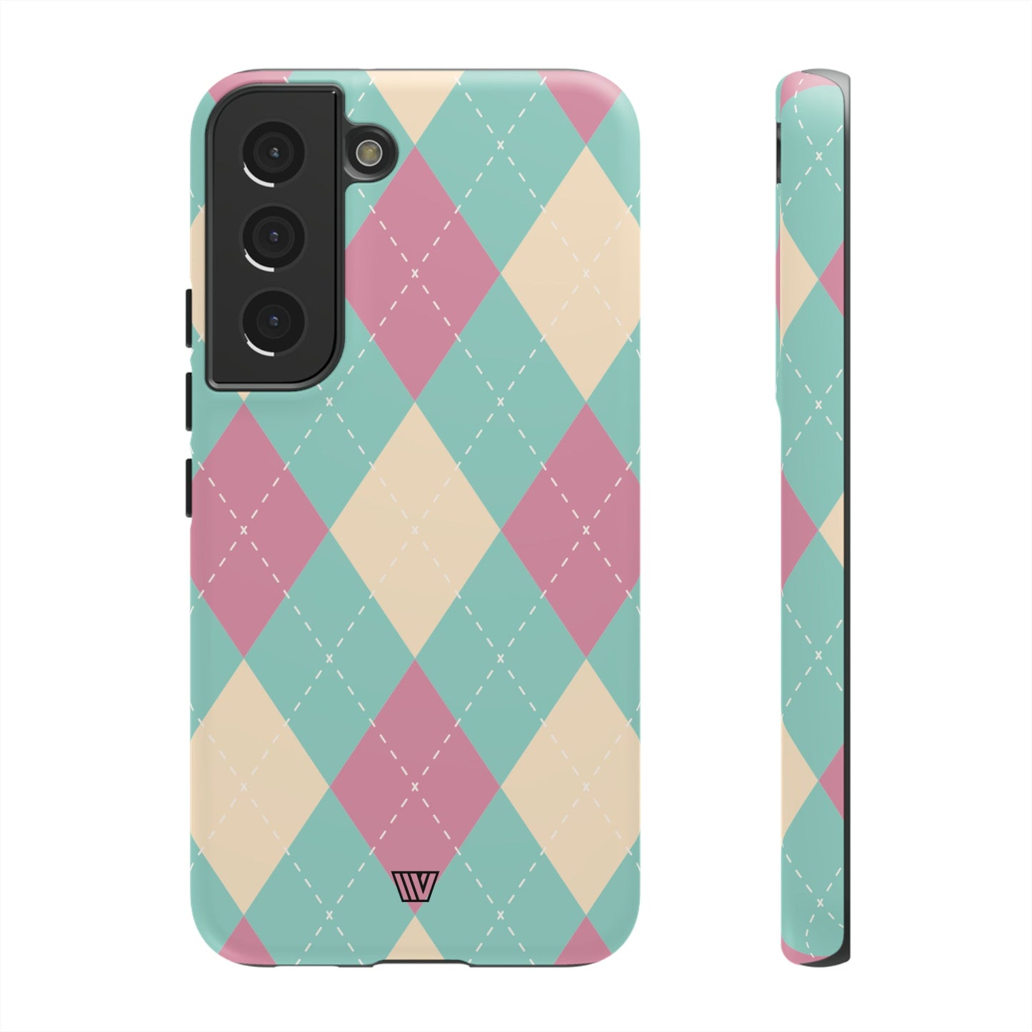 BLUE PINK BEIGE ARGYLE | Tough Phone Case