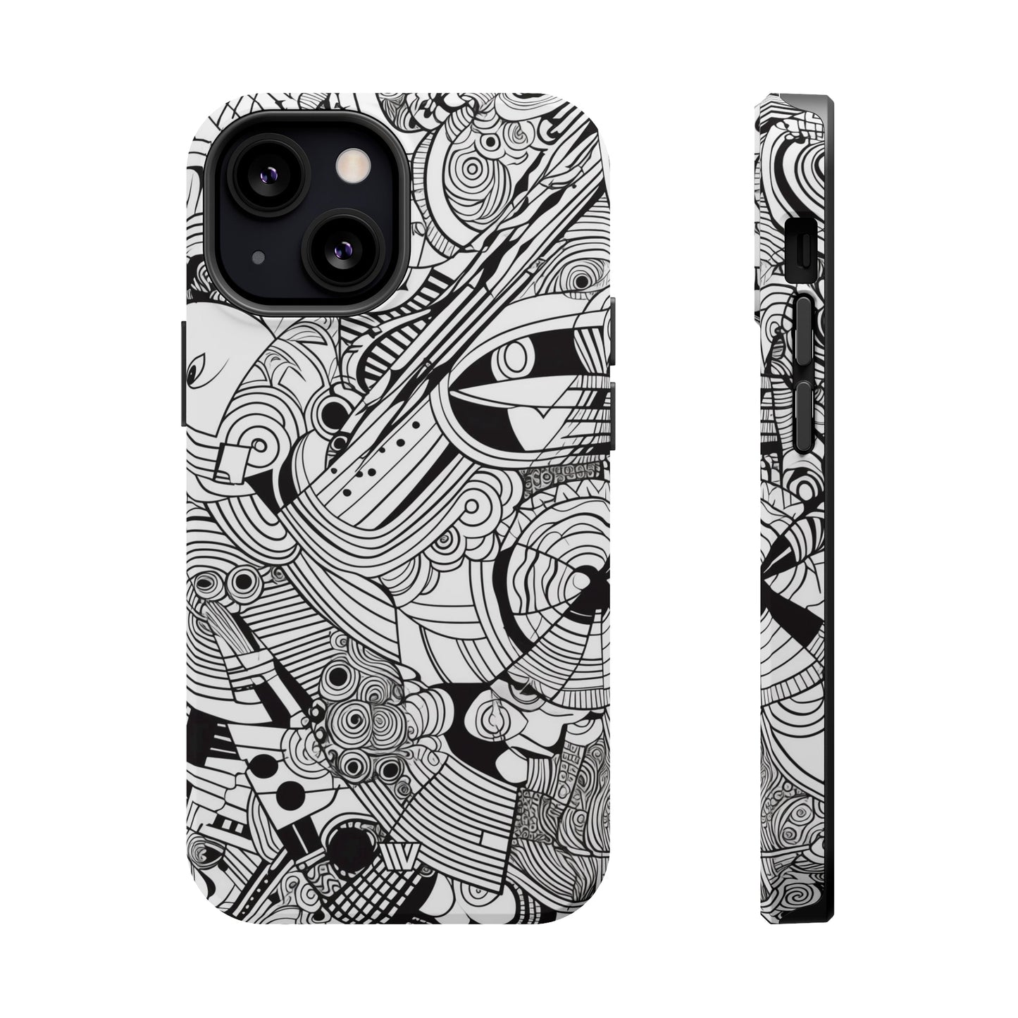 B&W ABSTRACT DOODLE | MagSafe Tough iPhone Case