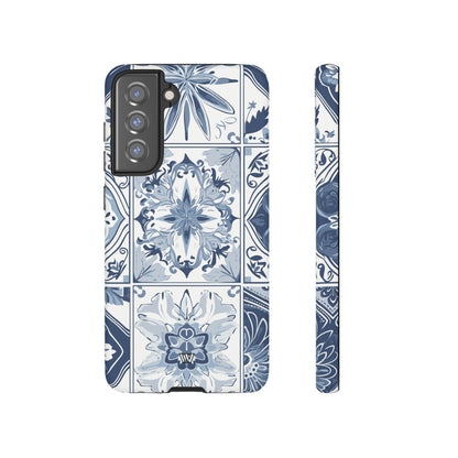 BLUE WHITE TILE | Tough Phone Case