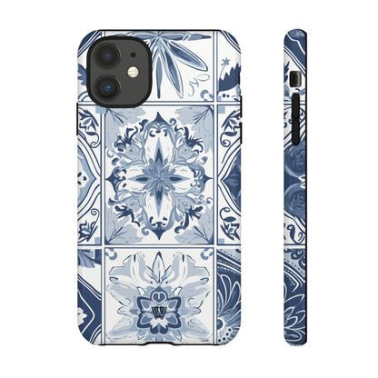 BLUE WHITE TILE | Tough Phone Case