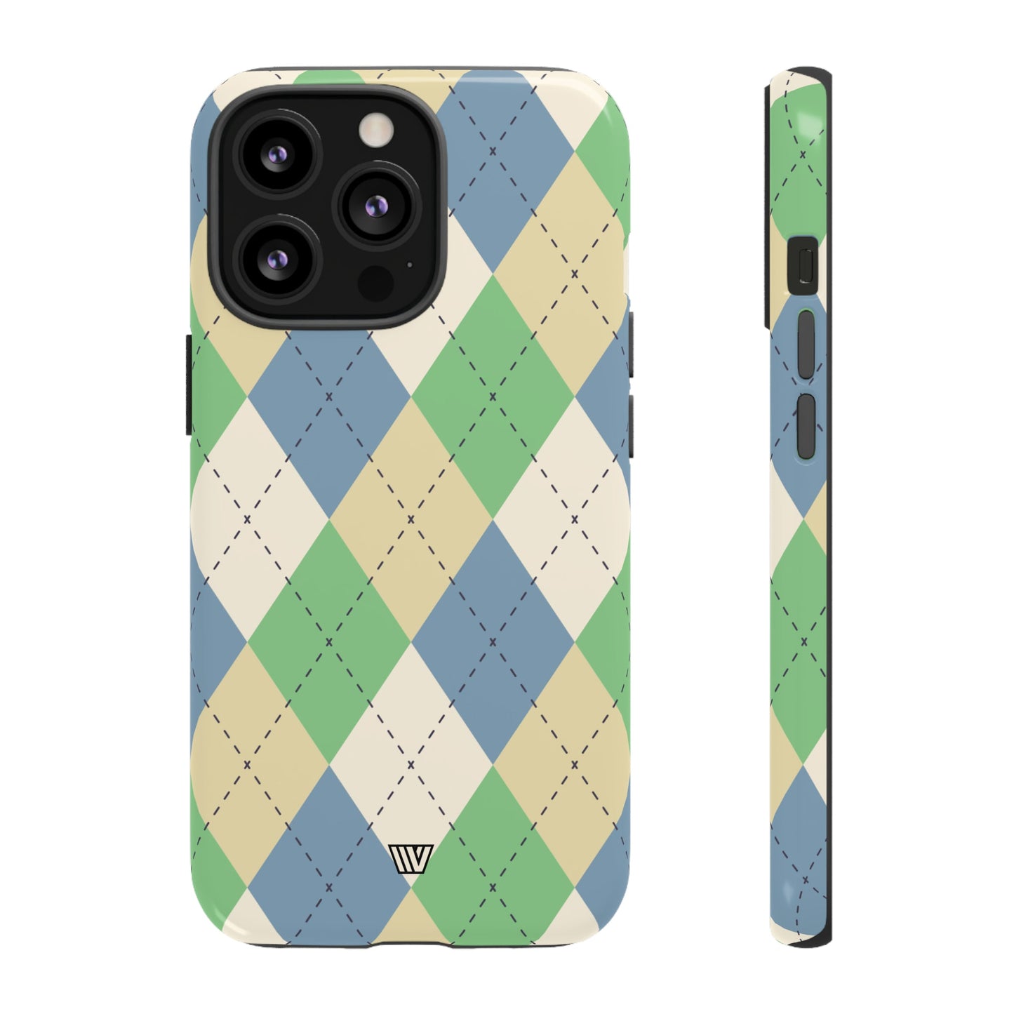 GREEN BLUE BEIGE ARGYLE | Tough Phone Case