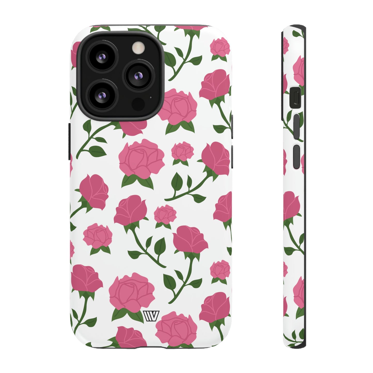 PINK ROSES ON WHITE | Tough Phone Case