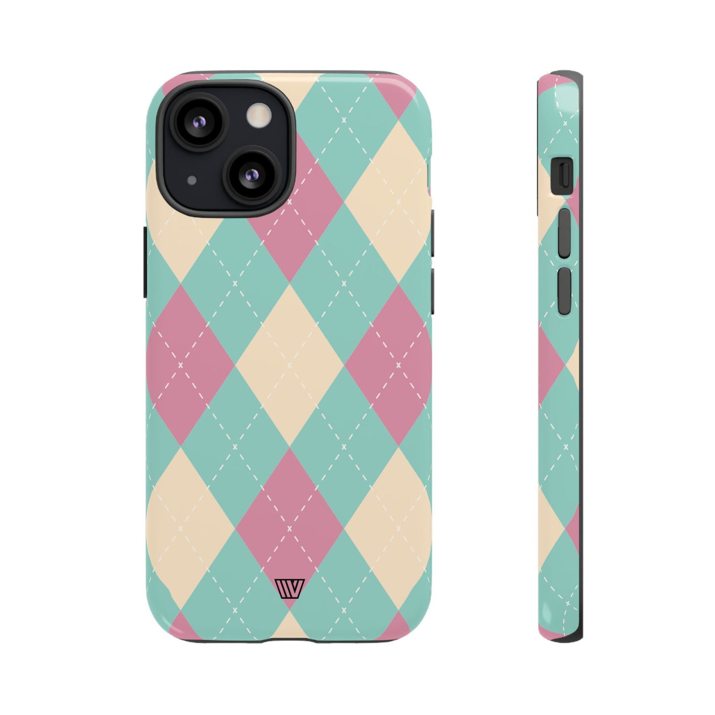 BLUE PINK BEIGE ARGYLE | Tough Phone Case