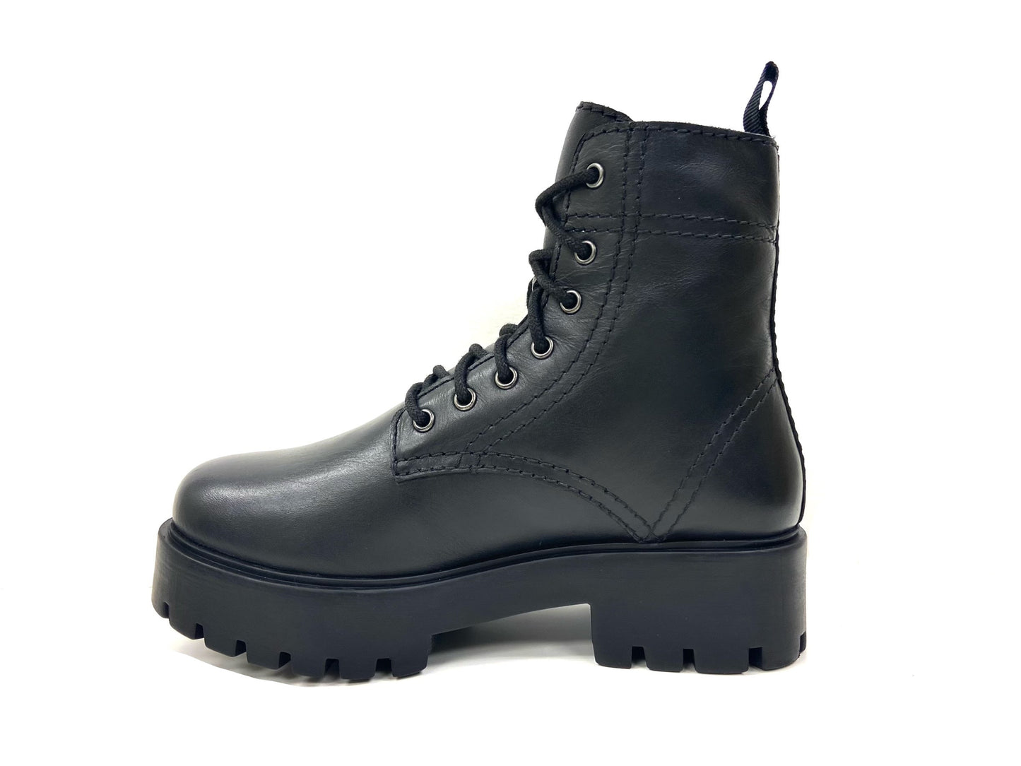 Alice Black Heeled Combat Boot