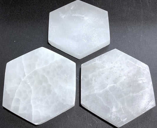 Large Selenite Crystal Hexagon Plate Carving (5-6 Inches)