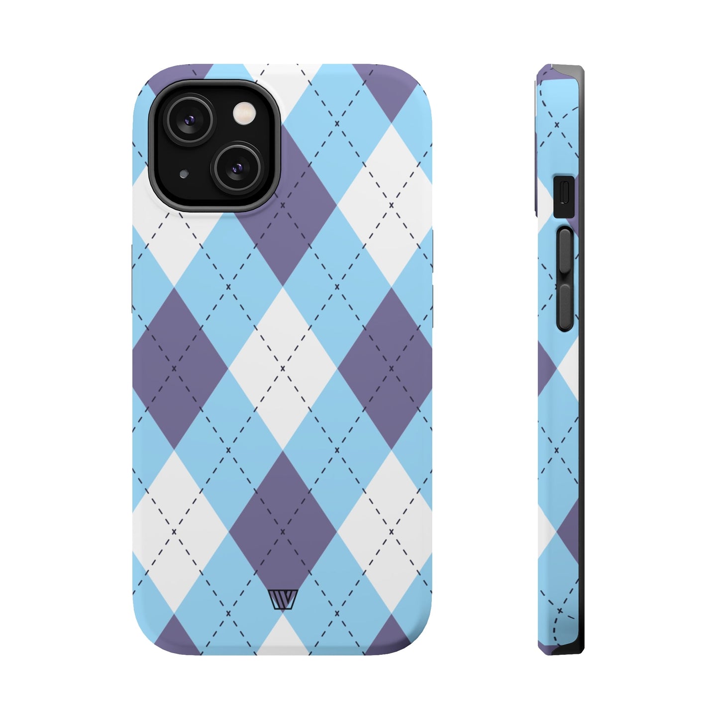 BLUE WHITE PURPLE ARGYLE | MagSafe Tough iPhone Case