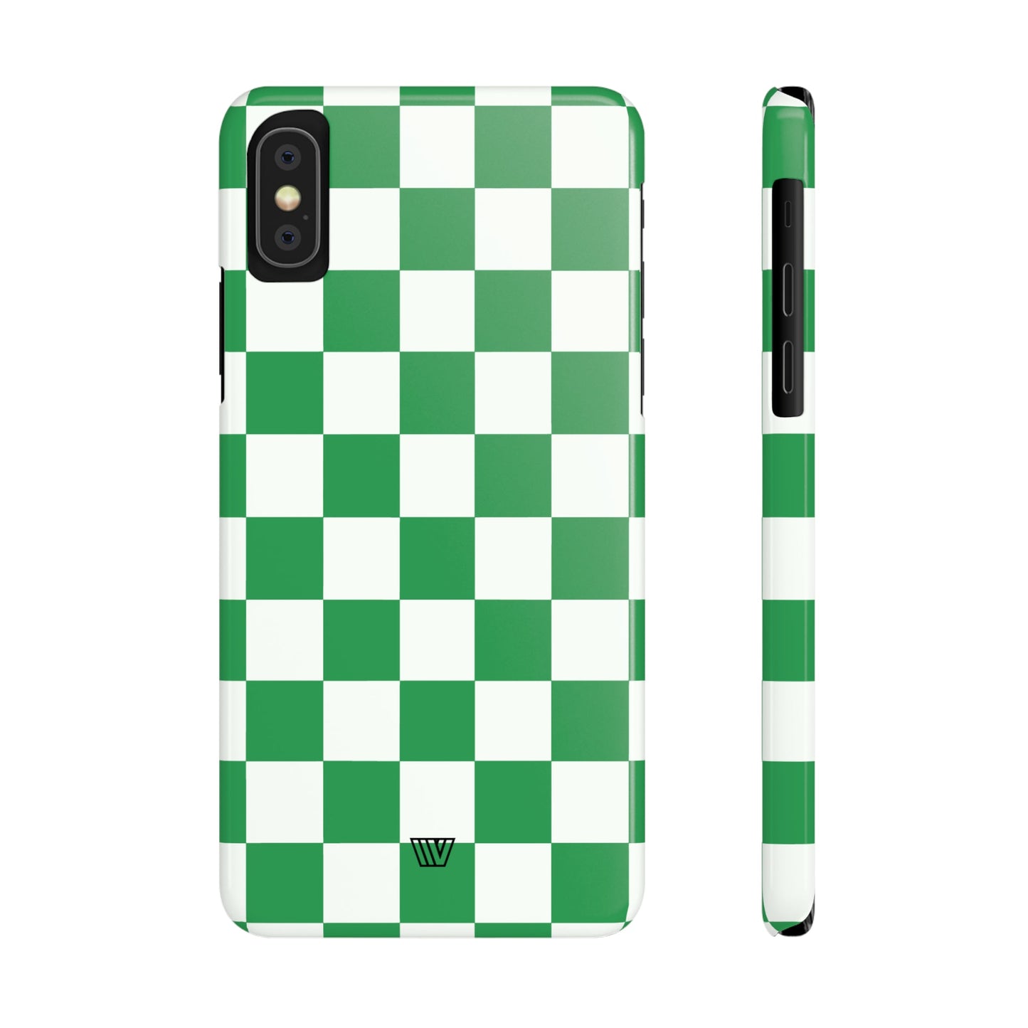 GREEN WHITE CHECKERBOARD | Slim iPhone Case