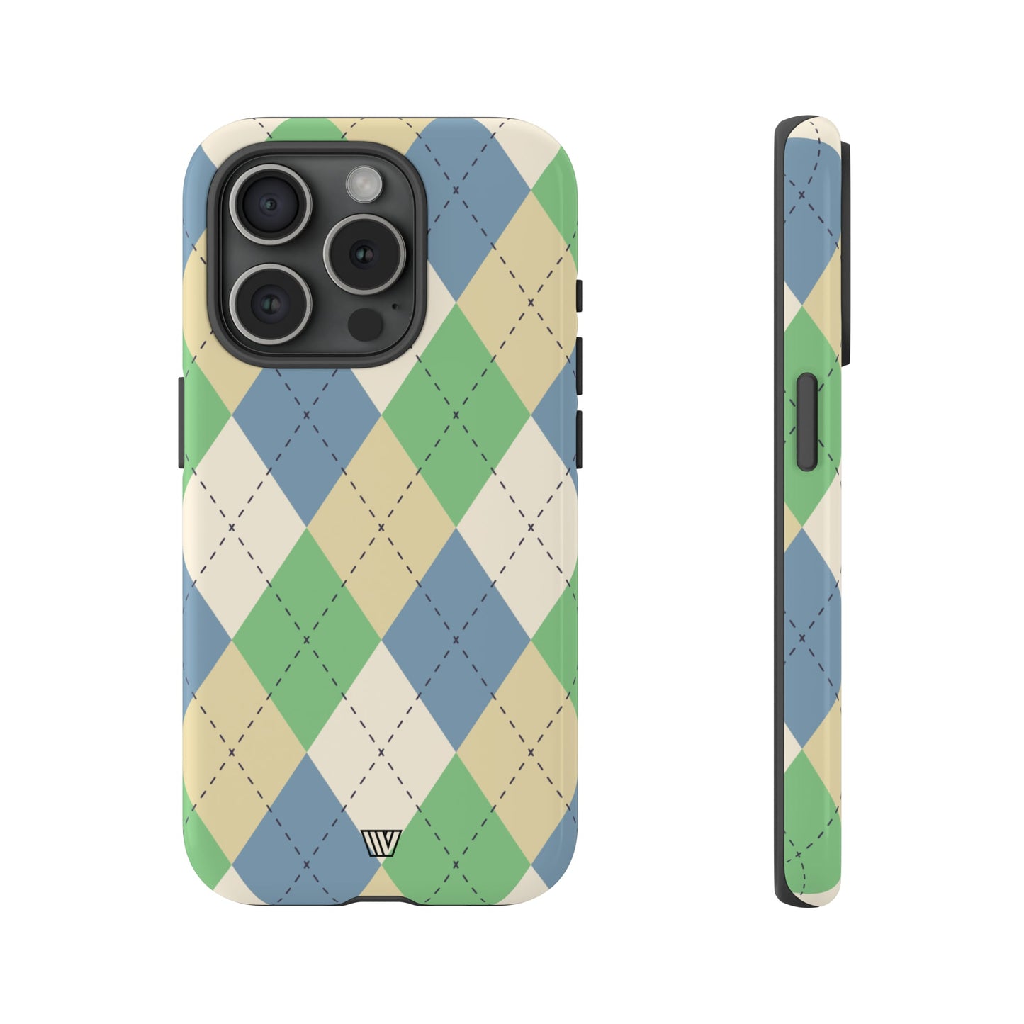 GREEN BLUE BEIGE ARGYLE | Tough Phone Case