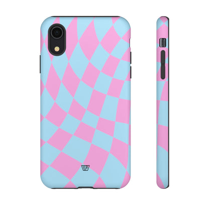 BLUE PINK CURVY CHECKERBOARD | Tough Phone Case