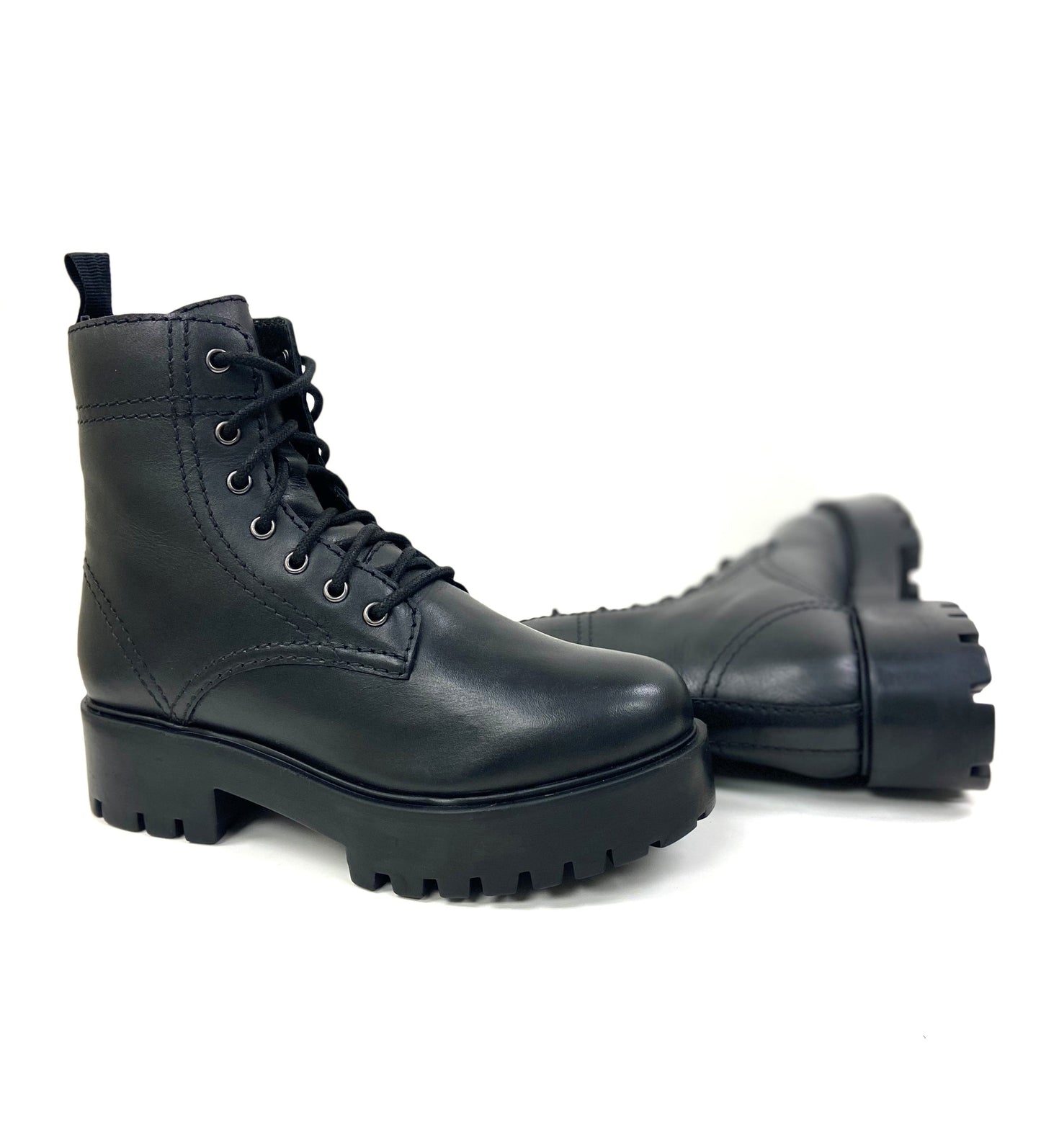 Alice Black Heeled Combat Boot