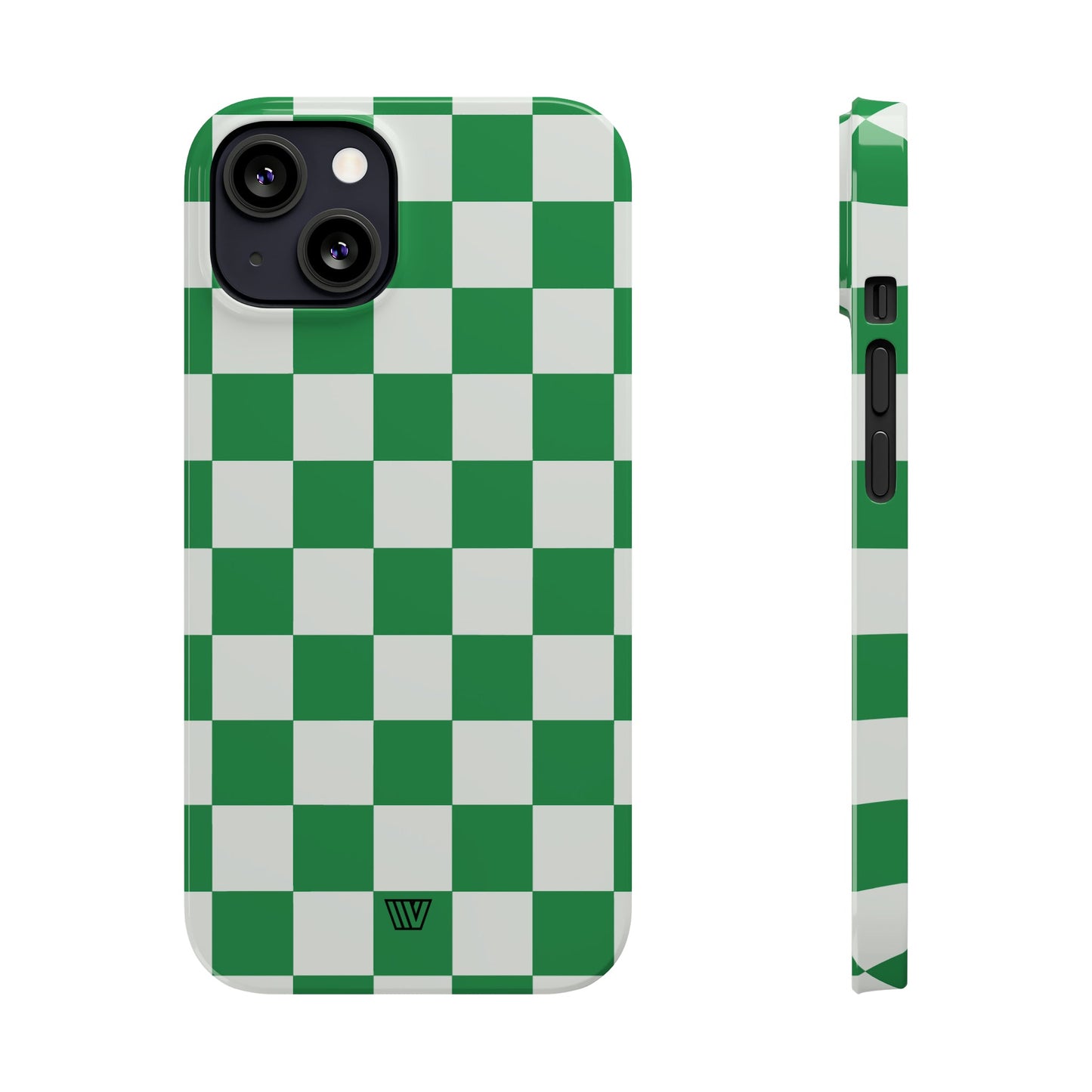 GREEN WHITE CHECKERBOARD | Slim iPhone Case