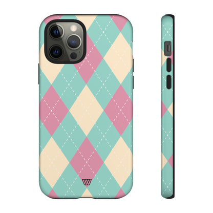 BLUE PINK BEIGE ARGYLE | Tough Phone Case