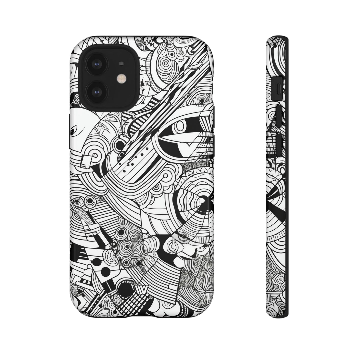 B&W ABSTRACT DOODLE | Tough Phone Case