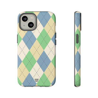 GREEN BLUE BEIGE ARGYLE | Tough Phone Case