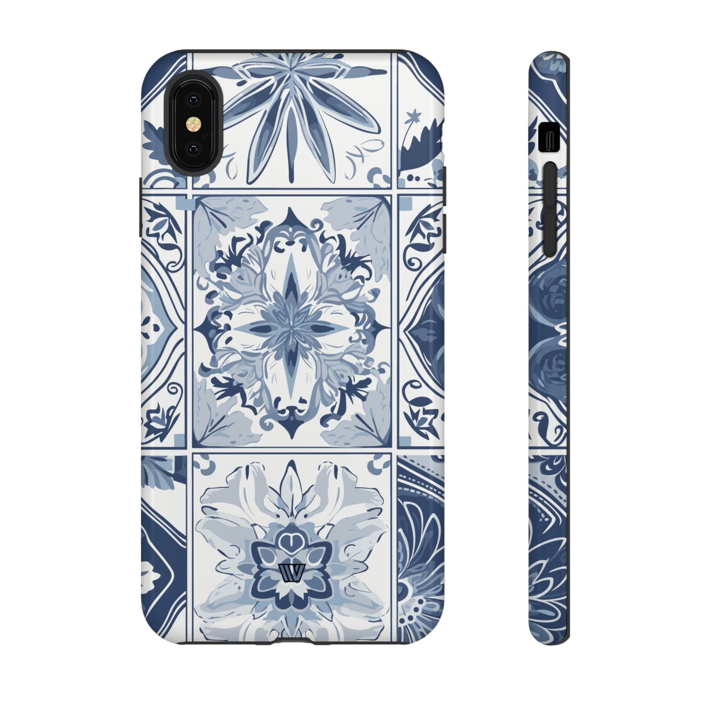 BLUE WHITE TILE | Tough Phone Case