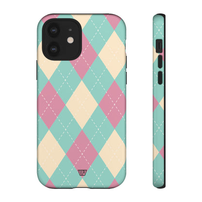 BLUE PINK BEIGE ARGYLE | Tough Phone Case