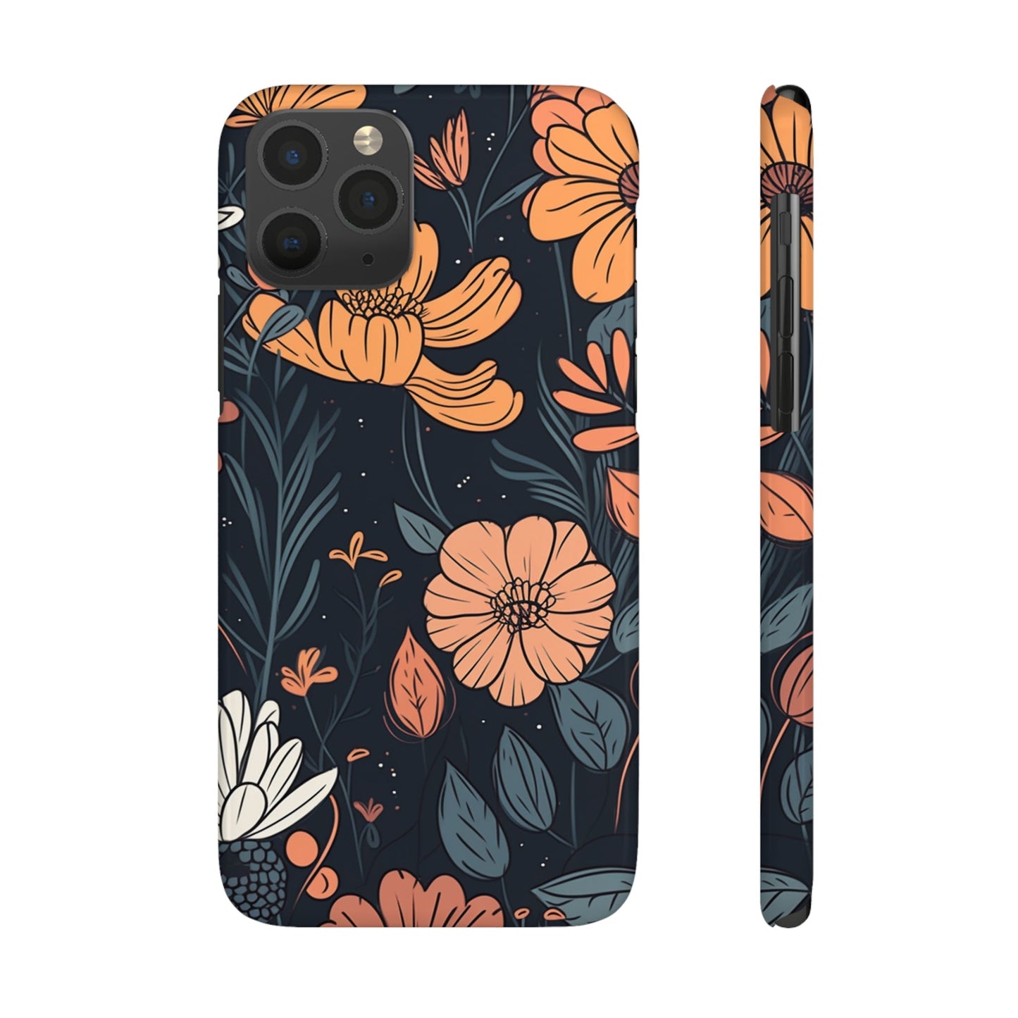 DARK FLOWER PATTERN  | Slim iPhone Case