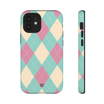 BLUE PINK BEIGE ARGYLE | Tough Phone Case