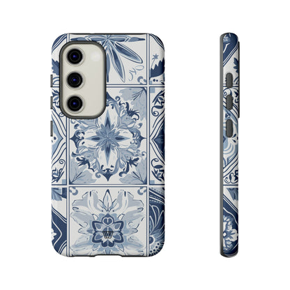 BLUE WHITE TILE | Tough Phone Case