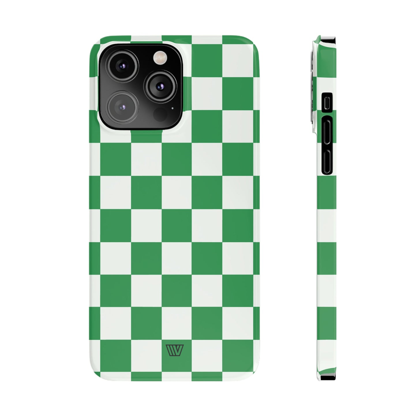 GREEN WHITE CHECKERBOARD | Slim iPhone Case