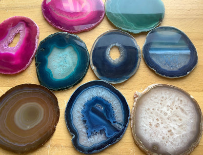 Large Agate Slice (4.5 - 5 Inches) Size #5 Round Crystal Slab Polished Escort Place Cards Coaster