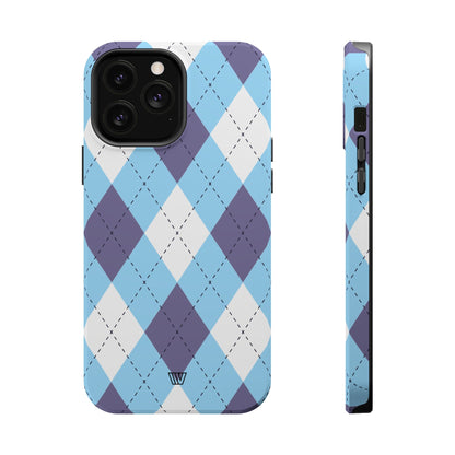 BLUE WHITE PURPLE ARGYLE | MagSafe Tough iPhone Case