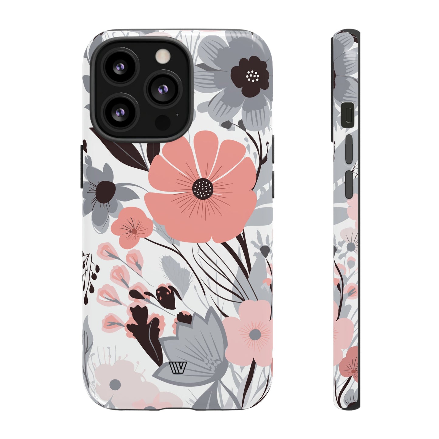 GRAY PASTEL FLOWERS | Tough Phone Case