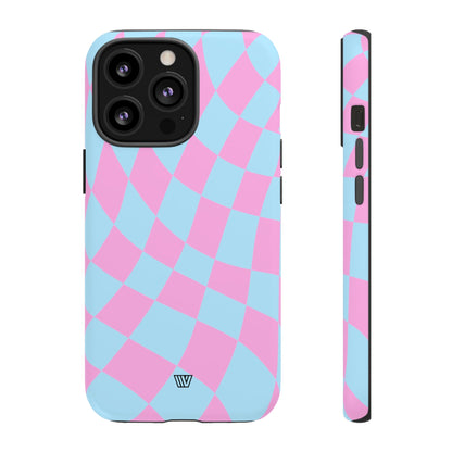 BLUE PINK CURVY CHECKERBOARD | Tough Phone Case