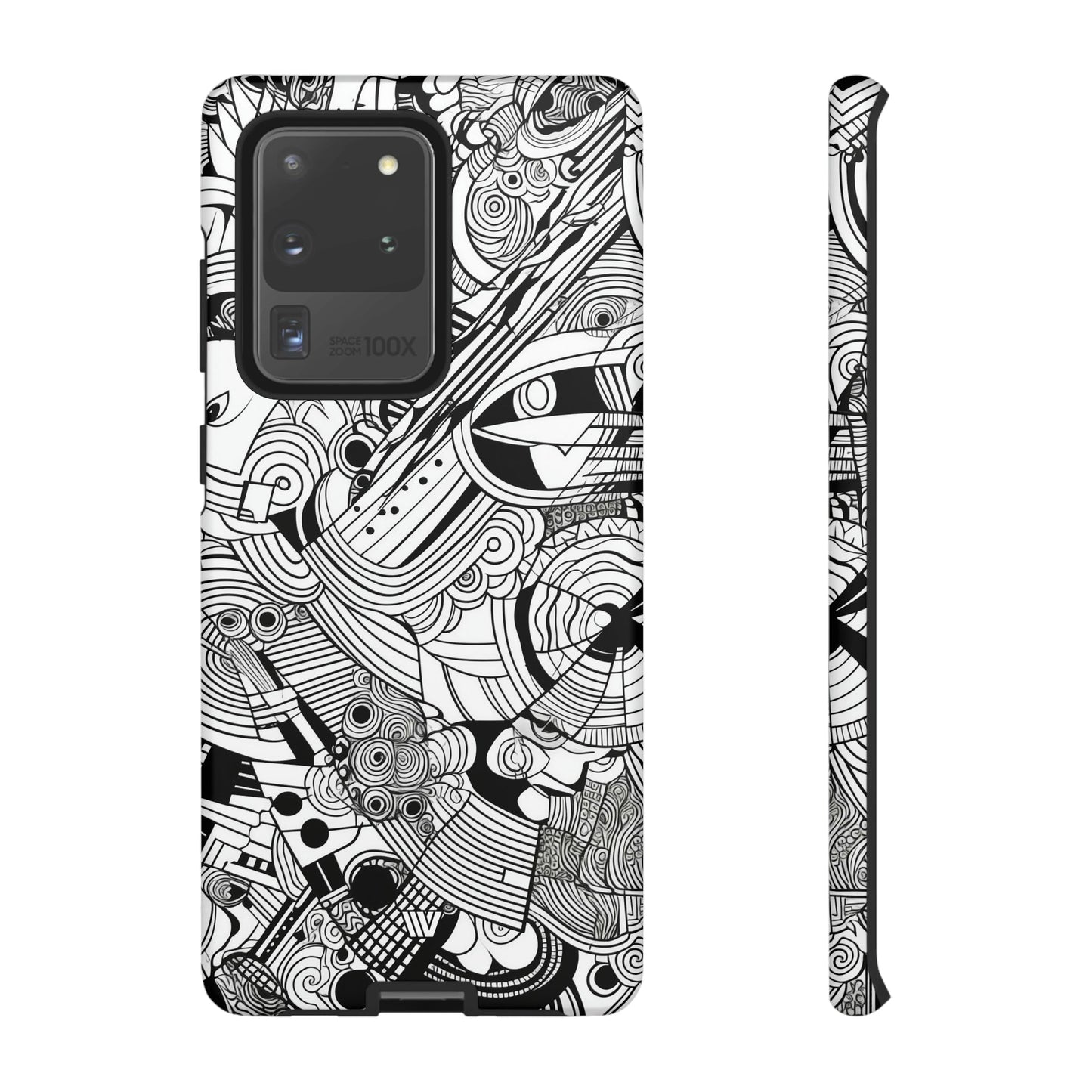 B&W ABSTRACT DOODLE | Tough Phone Case