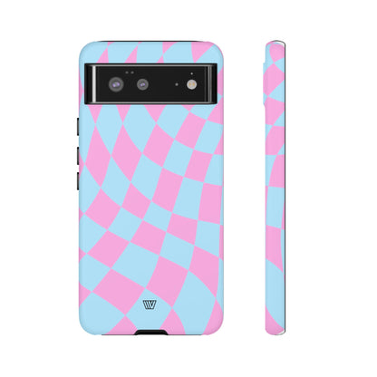 BLUE PINK CURVY CHECKERBOARD | Tough Phone Case