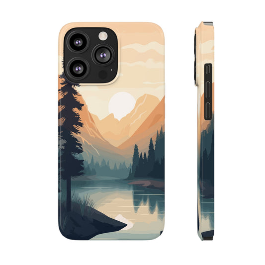 MOUNTAIN RIVER SUNSET | Slim iPhone Case