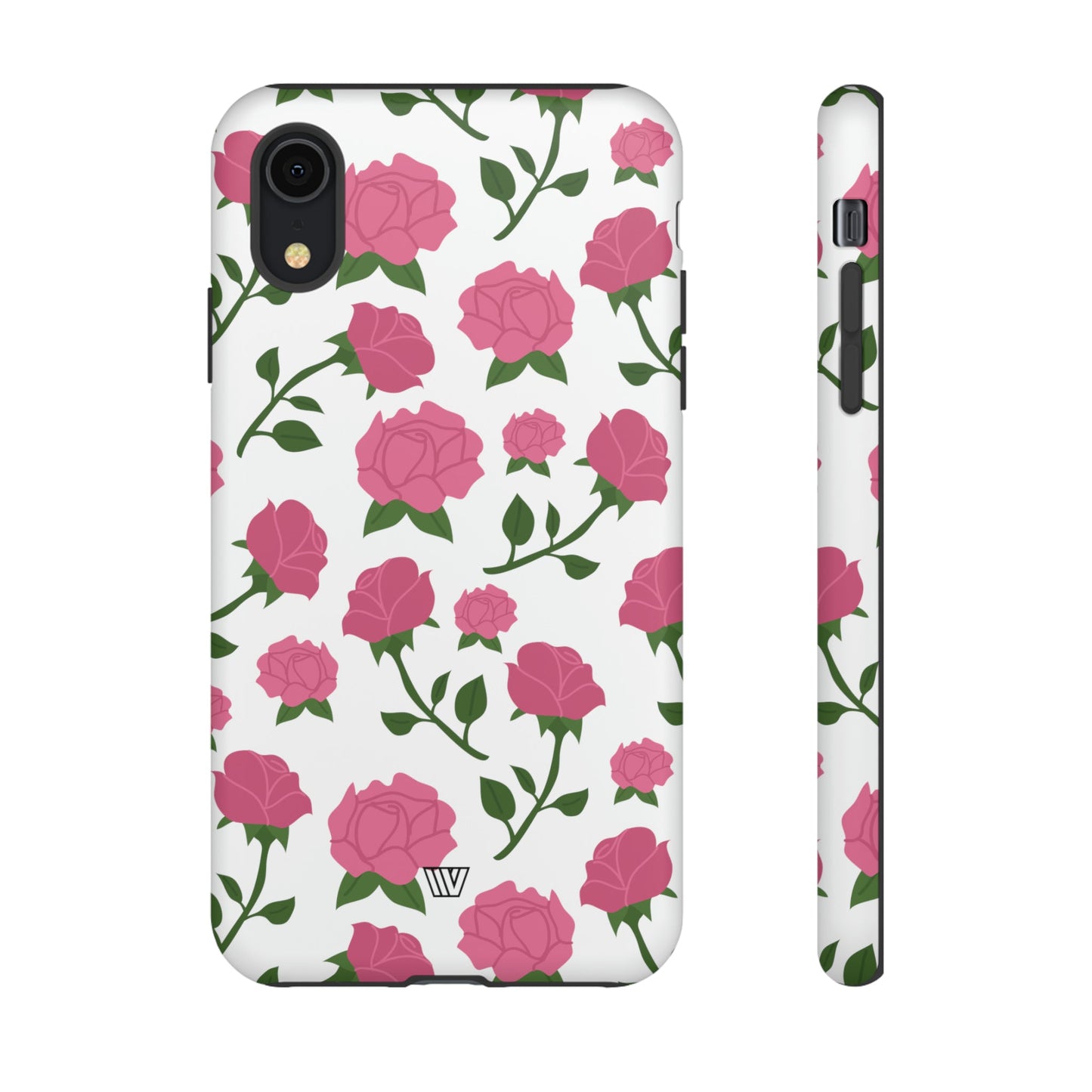 PINK ROSES ON WHITE | Tough Phone Case