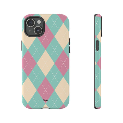 BLUE PINK BEIGE ARGYLE | Tough Phone Case