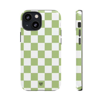 PALE OLIVE WHITE CHECKERBOARD | Tough Phone Case