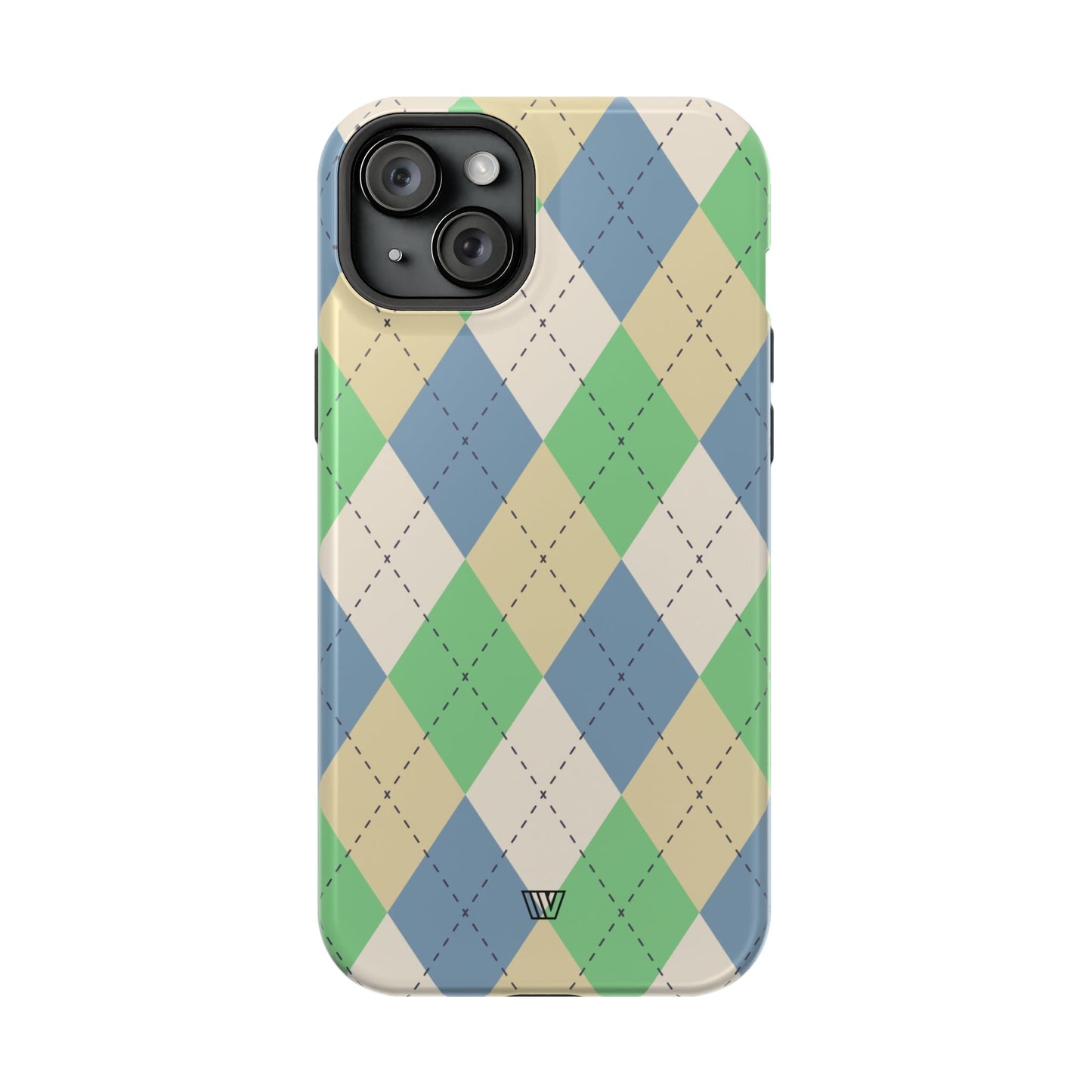 GREEN BLUE BEIGE ARGYLE | MagSafe Tough iPhone Case