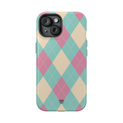 BLUE PINK BEIGE ARGYLE | MagSafe Tough iPhone Case