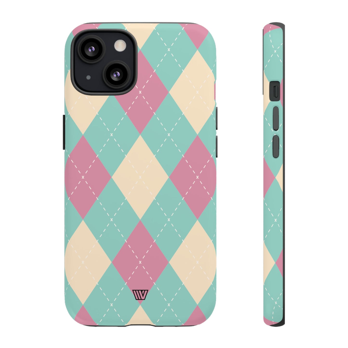 BLUE PINK BEIGE ARGYLE | Tough Phone Case