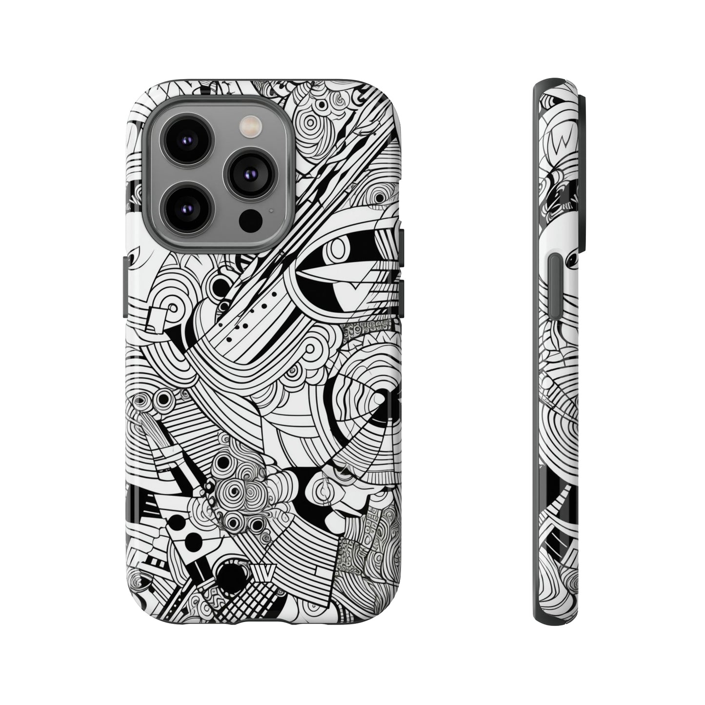 B&W ABSTRACT DOODLE | Tough Phone Case