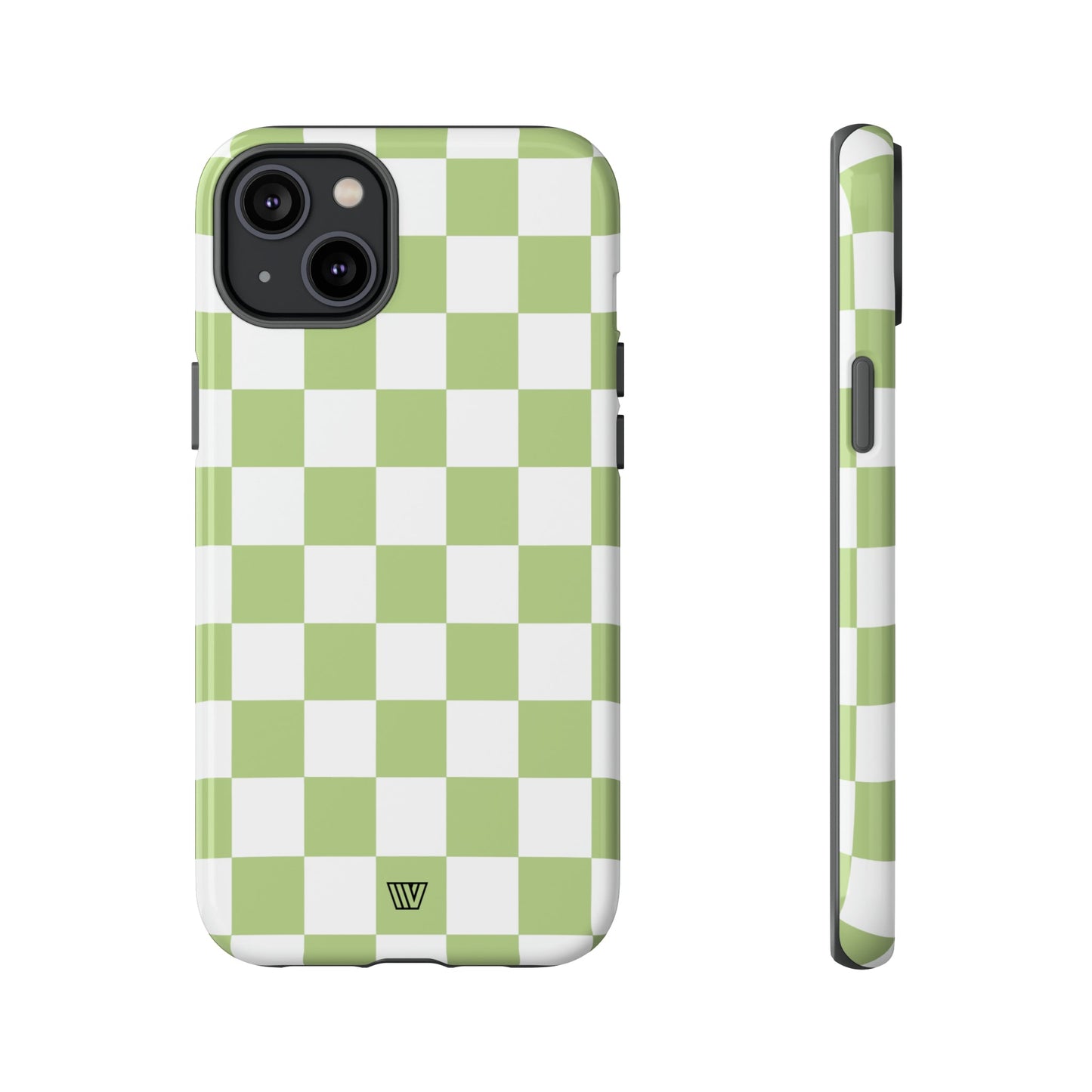 PALE OLIVE WHITE CHECKERBOARD | Tough Phone Case