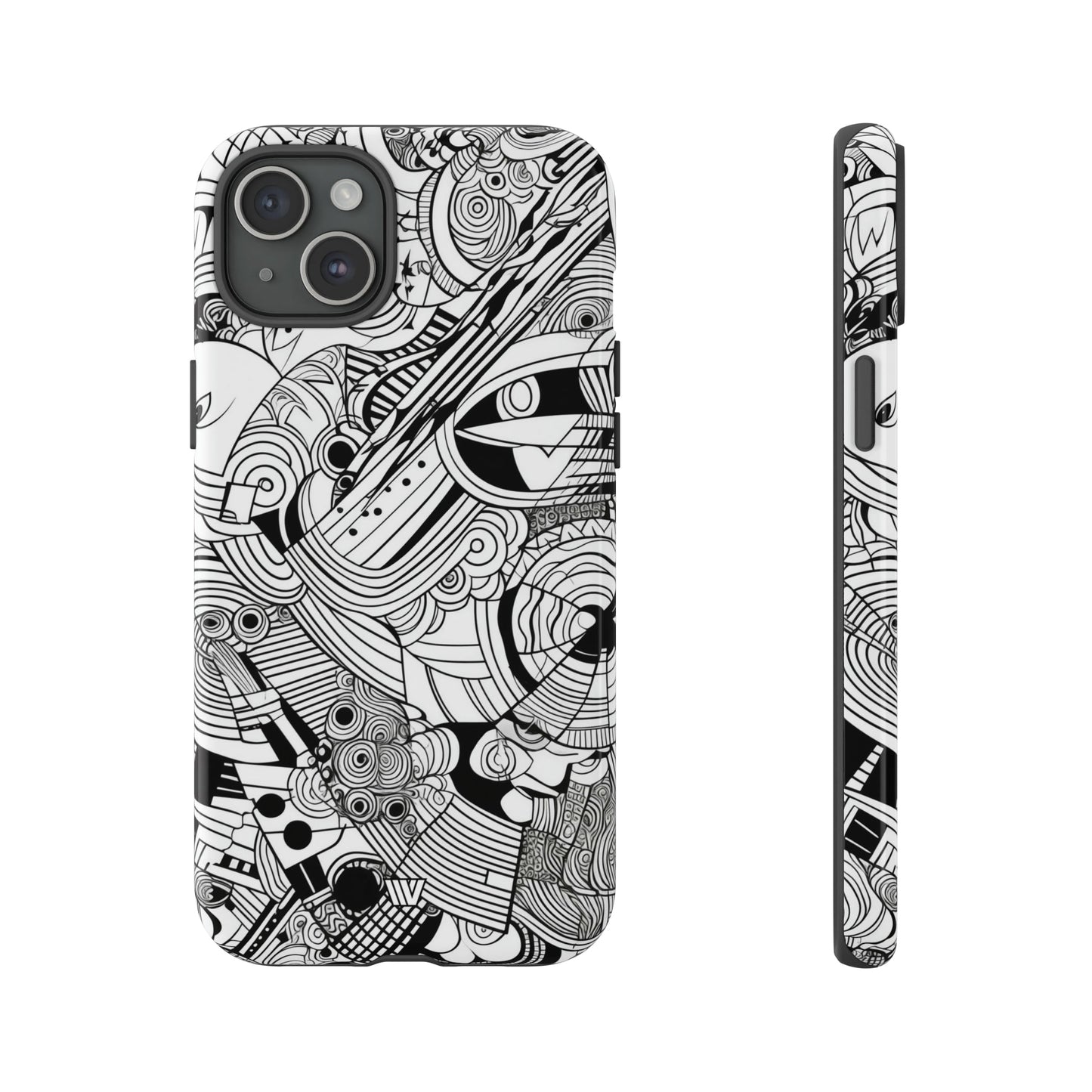 B&W ABSTRACT DOODLE | Tough Phone Case