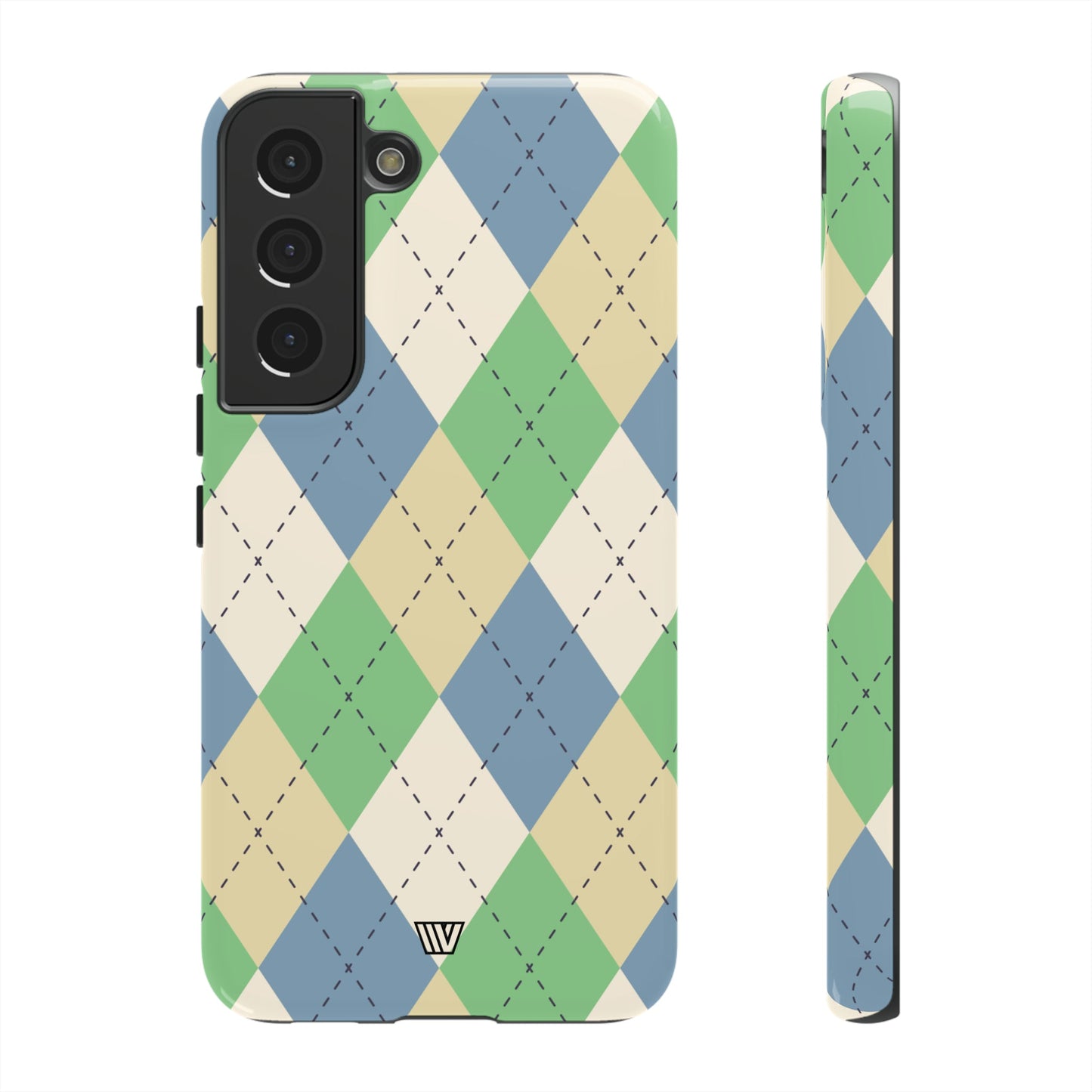 GREEN BLUE BEIGE ARGYLE | Tough Phone Case